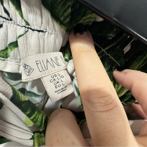 Eliane Rose Tropical Leaf Print Wide-Leg Pants - Size L - Picture 5 of 6